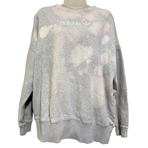 Adidas Tie Dye Splotches Gray Casual Lounge Relaxed Crew Neck Baggy Sweater - Picture 2 of 6